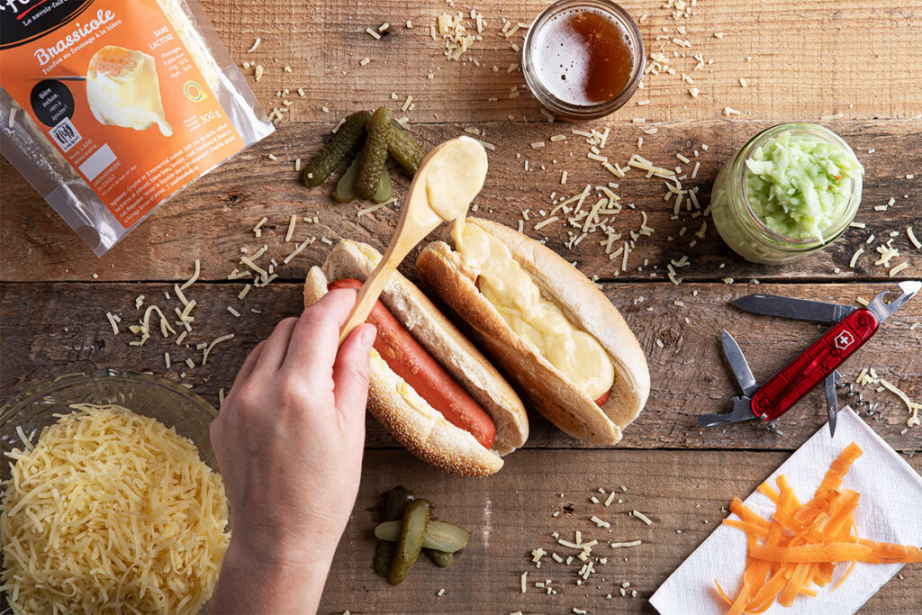SOS Fondue - idée de recette avec fondue au fromage : hotdog