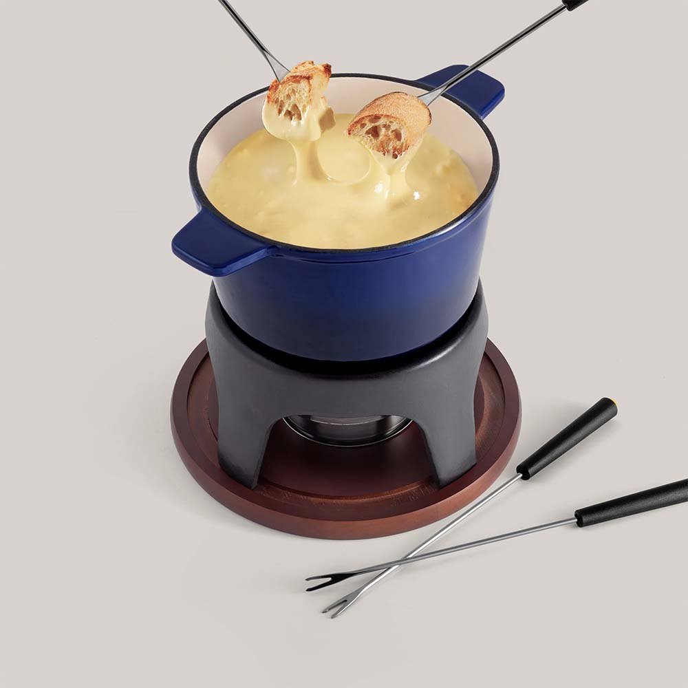 SOS Fondue | Service à fondue en fonte 3 en 1 Sierra | Bleu