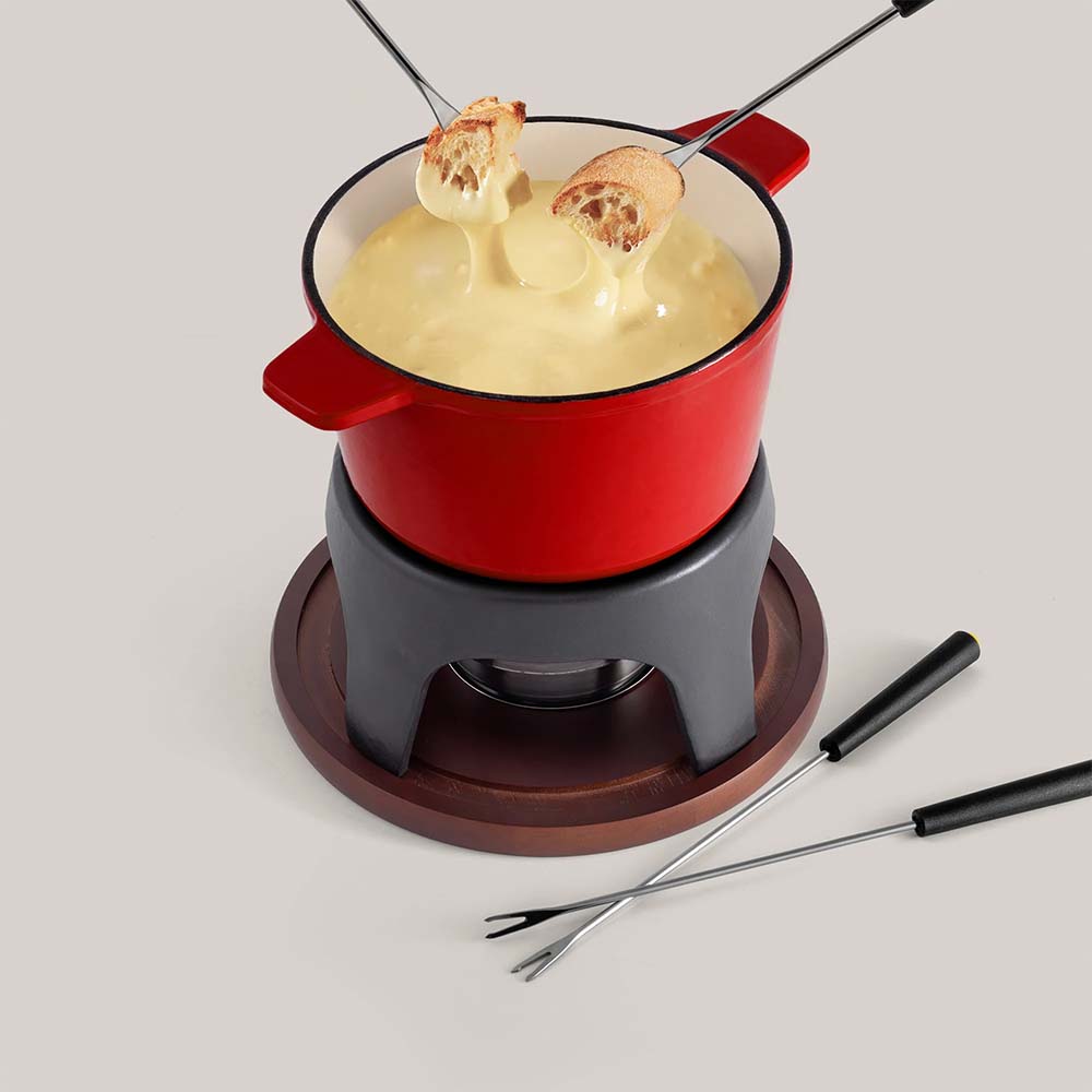 SOS Fondue | Service à fondue en fonte 3 en 1 Sierra | Rouge